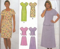 8086 SS BACK TIE DRESS LENGTHS,TOP,SKIRT PATTERN 8-12